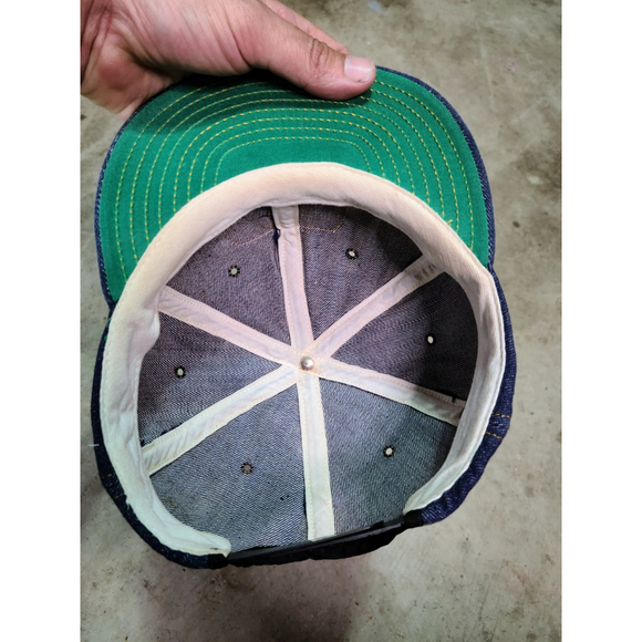 Vintage John Deere Denim Mesh Snap Back Patch Trucker Hat Cap made in USA - Picture 5 of 5